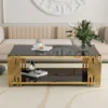 2-Tier Rectangular Tempered Glass Top Coffee Table for Living Roo - Image 2