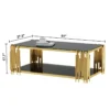 2-Tier Rectangular Tempered Glass Top Coffee Table for Living Roo - Image 3